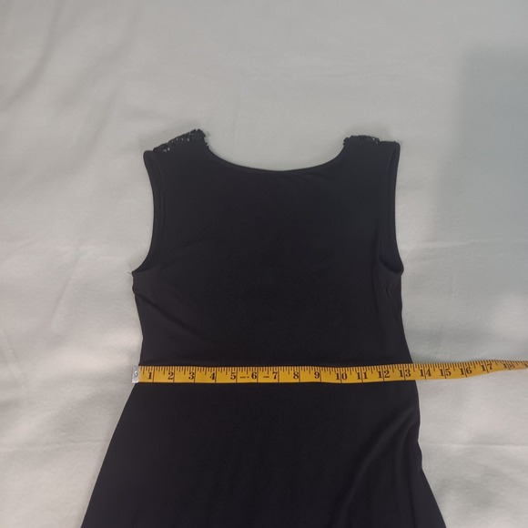 Lascana Sleeveless Blavk Jersey Midi Dress Lace V-neck Back Detail US Sz 4 - Picture 5 of 14